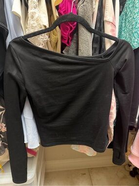 Edikted Black Off-Shoulder Long Sleeve Top